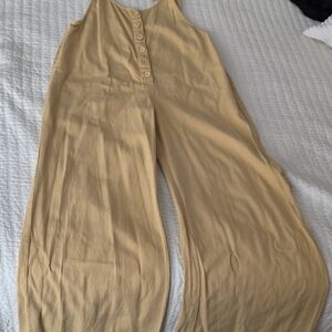 Amuse Society Tan Sleeveless Jumpsuit